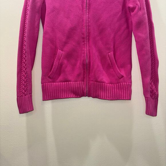Vintage Ralph Lauren Sport Pink Zip-Up Cable Knit Jacket Size Medium - Picture 10 of 15